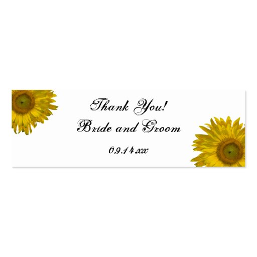 Sunflower Wedding Thank You Favor Tags Business Card Template (front side)