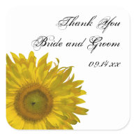 Sunflower Wedding Thank You Stickers