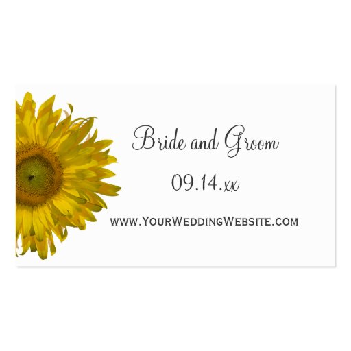 Sunflower Wedding Website Profile Card Business Cards (front side)