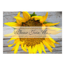 Sunflower Wedding with barnwood Personalized Invites