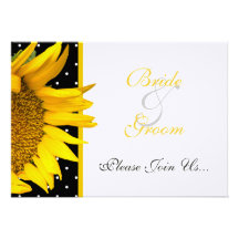 Sunflower Wedding with dots Custom Announcement