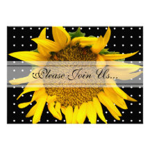Sunflower Wedding with dots Custom Invite