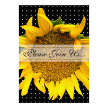 Sunflower Wedding with dots Custom Invites