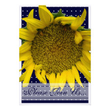 Sunflower Wedding with dots Invitation