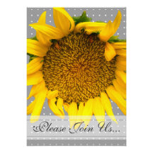 Sunflower Wedding with dots Invitations