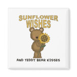 Sunflower Wishes Teddy Bear Kisses Refrigerator Magnet