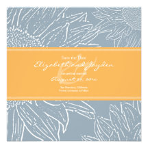 Sunflower with Band Save the Date: Yellow Orange Custom Announcement