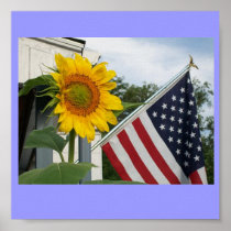 Sunflower with Flag Poster posters
