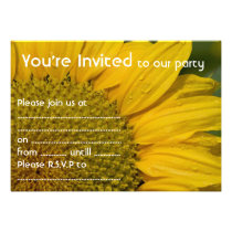 Sunflower With Raindrops Party Invitation