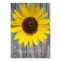 Sunflower Wood Grain Wedding w/verse Personalized Announcement
