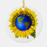 Sunflower world peace christmas tree ornament