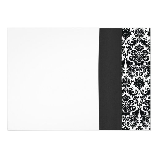 Sunflower Yellow Black White Damask Wedding Announcement