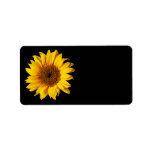 Sunflower Yellow on Black - Customized Sun Flowers Address Label