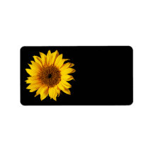 Sunflower Yellow on Black - Customized Sun Flowers Address Label