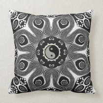 Sunflower YinYang Modern Tribal Art Cushion Throw Pillows