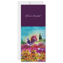 SUNFLOWERS AND BLACK ROOSTER CUSTOM INVITES