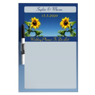 Sunflowers and Blue Sky Wedding Planner Board Dry Erase White Board