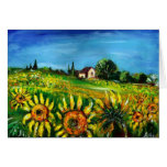 SUNFLOWERS AND COUNTRYSIDE IN TUSCANY GREETING CARD