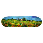 SUNFLOWERS AND COUNTRYSIDE IN TUSCANY, green Skate Deck