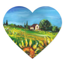 SUNFLOWERS AND COUNTRYSIDE IN TUSCANY,heart Heart Sticker
