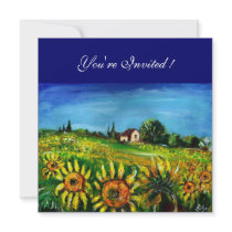 SUNFLOWERS AND COUNTRYSIDE IN TUSCANY, PERSONALIZED INVITATION
