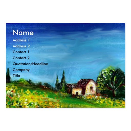 SUNFLOWERS AND COUNTRYSIDE IN TUSCANY- ITALY BUSINESS CARD TEMPLATE (front side)