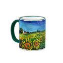 SUNFLOWERS AND COUNTRYSIDE IN TUSCANY mugs