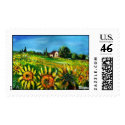 SUNFLOWERS AND COUNTRYSIDE IN TUSCANY postage