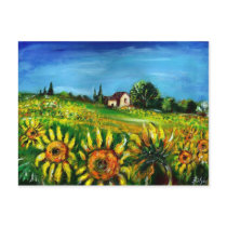 SUNFLOWERS AND COUNTRYSIDE IN TUSCANY postcards