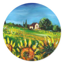 SUNFLOWERS AND COUNTRYSIDE IN TUSCANY STICKER