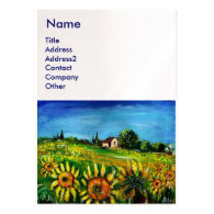 SUNFLOWERS AND COUNTRYSIDE IN TUSCANY,white pearl Business Cards