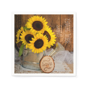 Sunflowers and Garden Watering Can Bridal Shower Standard Cocktail Napkin