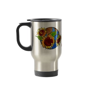 Sunflowers and Planet Earth Mug mug