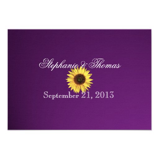 Sunflowers and Purple Country Wedding Response Personalized Invitations