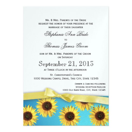Sunflowers and Ribbon Country Wedding Invitation
