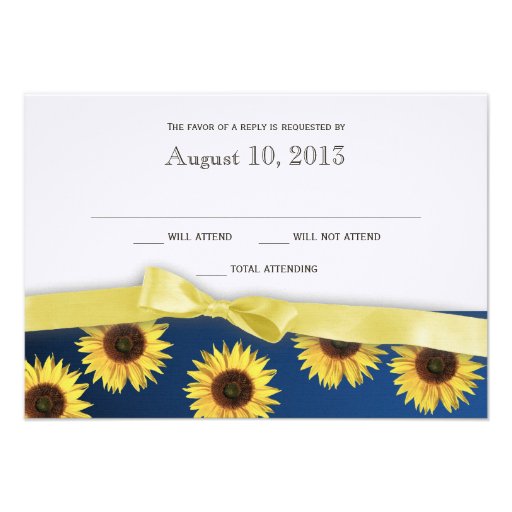Sunflowers and Ribbon Country Wedding Response Custom Announcements