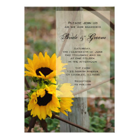 Sunflowers and Wagon Wheel Country Wedding Personalized Invite