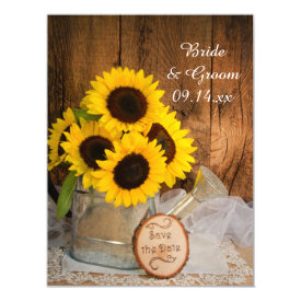 Sunflowers and Watering Can Wedding Save the Date Magnetic Invitations