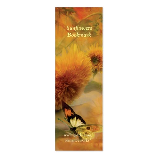 Sunflowers Art Bookmark Business Card Templates (back side)