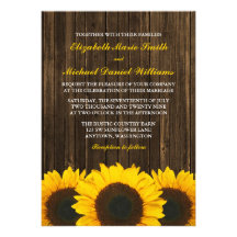 Sunflowers Barn Wood Wedding Custom Invites