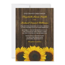 Sunflowers Barn Wood Wedding Custom Invites