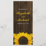 Sunflowers Barn Wood Wedding Program rack cards