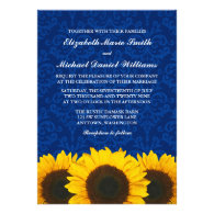 Sunflowers Blue Damask Wedding Personalized Announcement