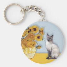 Sunflowers - Blue Point Siamese Keychain