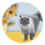Sunflowers - Blue Smoke Persian cat Stickers
