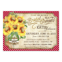 Sunflowers Gingham Country Picnic Bridal Shower Card
