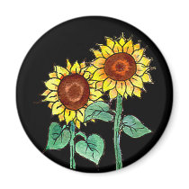 SUNFLOWERS GROWING by SHARON SHARPE magnets by sharonsharpe SUNFLOWERS GROWING by SHARON SHARPE magnets