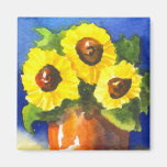 Sunflowers in a Clay Pot Fridge Magnet