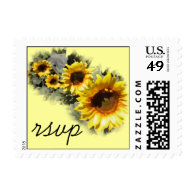 Sunflowers in a Row Wedding RSVP Postage Stamp