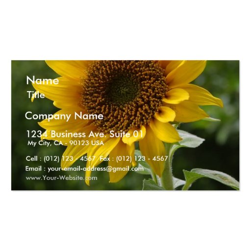 Sunflowers In Field Business Card Template (front side)